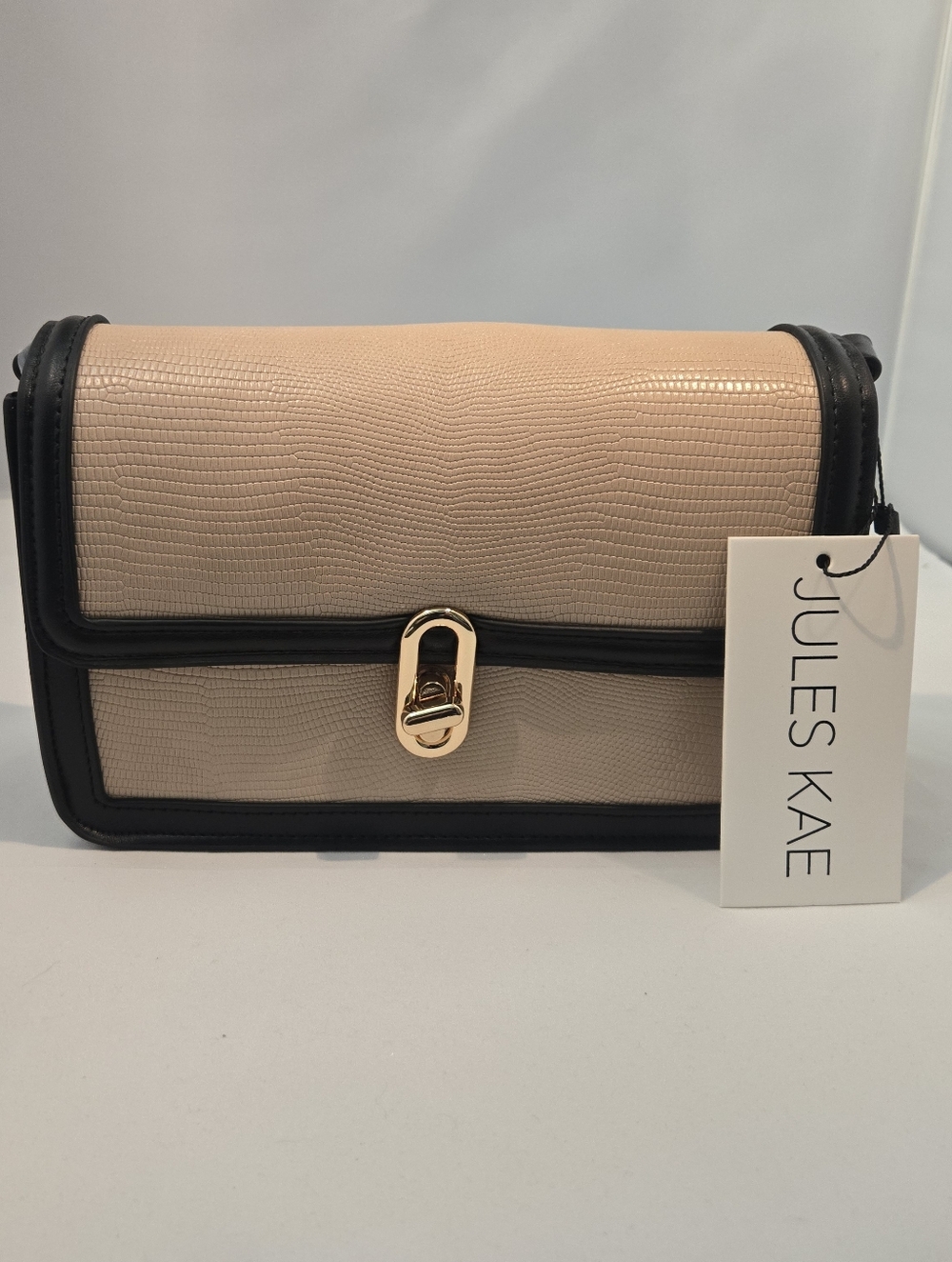 Joules Kae Beige Textured Crossbody with Black Trim